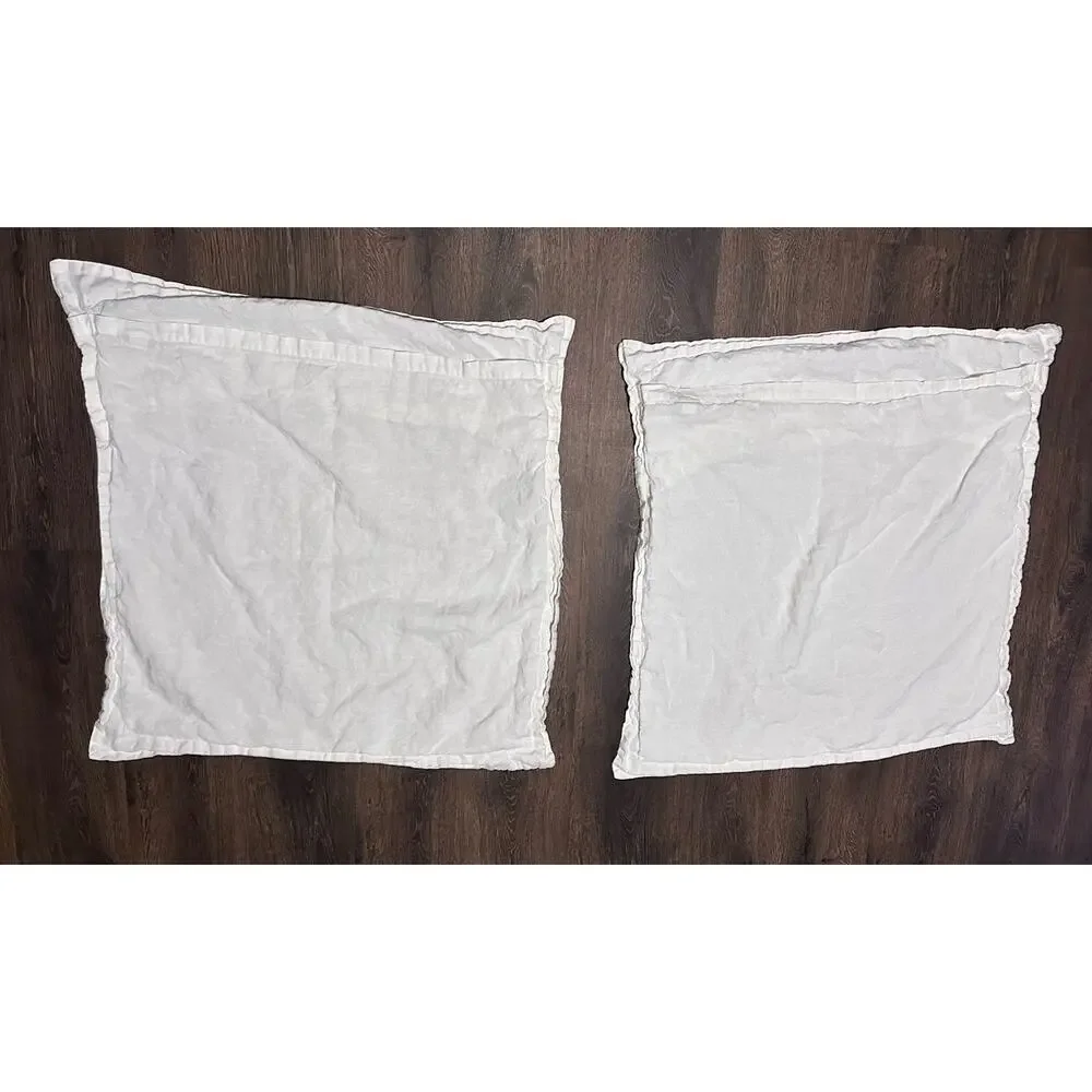 Restoration Hardware 2 100% Linen Belgian Pillow Case Shams Euro 26x26 White